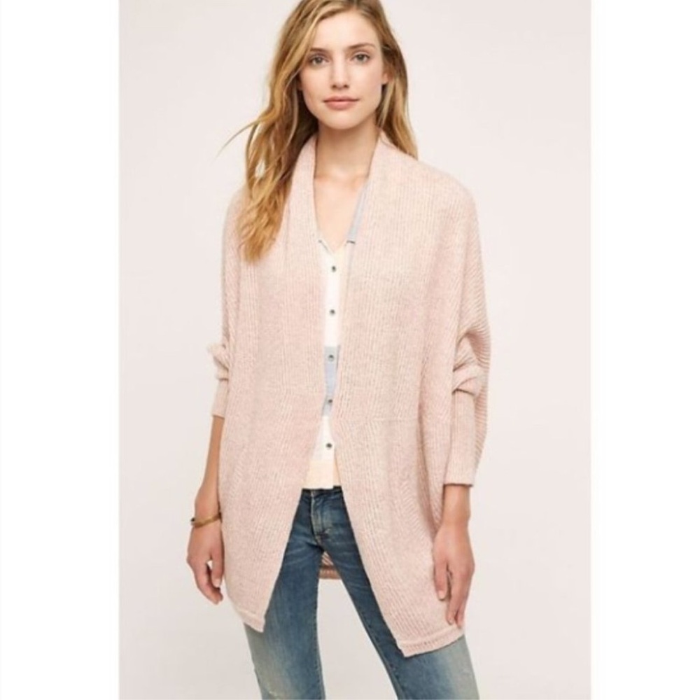 Anthropologie Sleeping on Snow Primula Cocoon Open Cardigan Sweater Pink - Picture 1 of 6